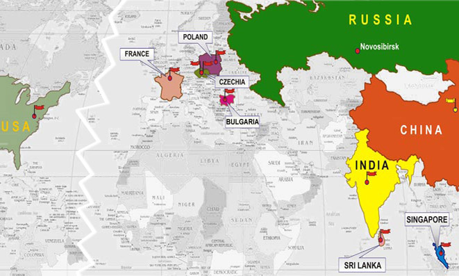 Click on areas with flags to get contact information